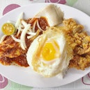 Sambal Stingray + Lemon Chicken + Egg on Rice