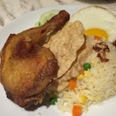 Fried Rice Special with Fried Chicken Drumstick