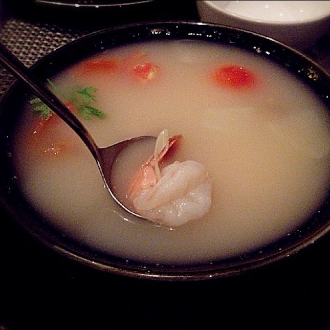 Tom Yum Soup - Soup's Nice & Spicy But Disappointed By The Lack Of Ingredients. 2 Miserable Prawns, Few Mushrooms & Tomatoes. 