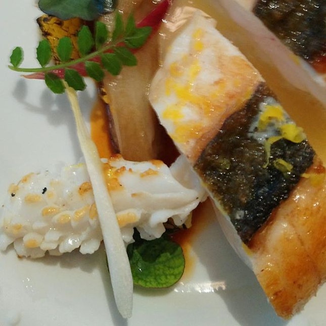 Line caught #johndory #fish, 
#miso glazed endive, #squid a la plancha, sake beurre blanc

#threemichelinstars #michelinguide

#8dayseat #burpple #eatoutsg #foodiesg #foodphotography #foodporn #foodpornsg #foodsg #foodstagram #hungrygowhere #igfoodies #instafoodsg #instafood_sg #sgeats #sgfood #sgfoodblogger #sgfoodie #sgfoodies #sgfoodporn #sgfoodunion #singaporefood #tslmakan #whati8today #yahoofood