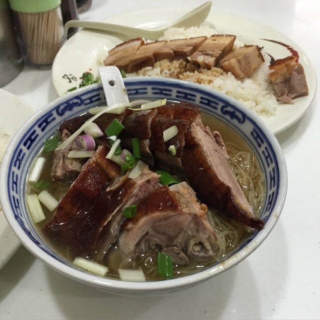 Roast Duck Noodles And Roast Pork With Rice