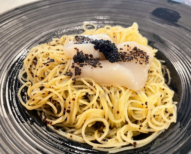 Cold Truffle Somen with Hotate 