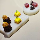 Petit Fours: Almond Cashew nut Canale|Quince Mousse with Long Pepper|Green Apple Pate Fruit| Dark Chocolate Bonbons