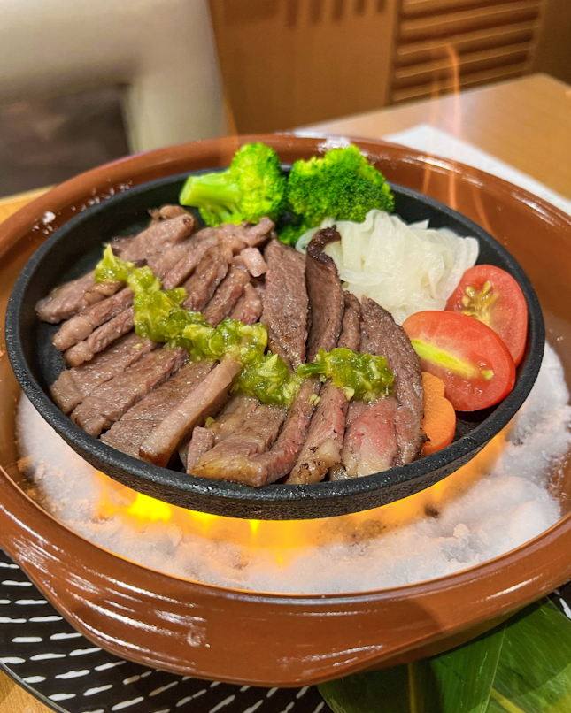Flaming Miyazaki A5 Wagyu Steak.