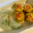 魚子蒸燒賣 $6.30 | 青龍菜鮮蝦餃 $6.30