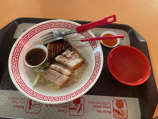 Shao rou and char siew rice (SGD 5)