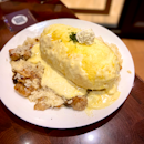 Soufflé Omu Garlic Chicken Carbonara Risotto “Shkmeruli” Style