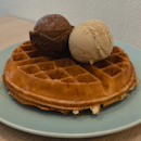 Double scoops + waffles ($13)