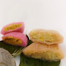 Sweet potato (pink), durian (light orange)