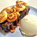 Warm Brownies with Expresso Caramel, Hazelnut, Banana, Vanilla ice Cream @$9