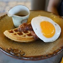 Duck confit, duck egg and waffle at @duckandwaffle