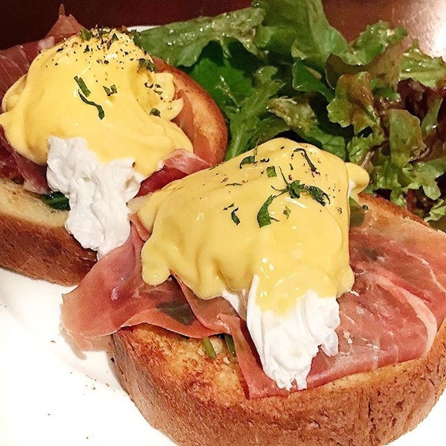 Always a happy day with eggs Benedict.