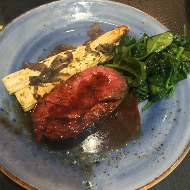 Wagyu A5 Steak with White Asparagus