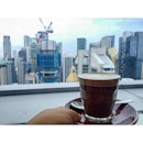 Having a cuppa Joe with a lovely view of the CBD (and some construction)...