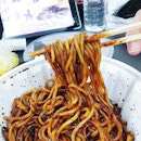 #Jajangmyeon craving satisfied while watching Running Man in our Airbnb apartment a few nights back ✔ 
And yes I think the tv dramas and shows don't lie when they show the actors/actresses slurping the noodles with relish - because that was what we did too!