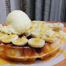 Waffles with D24 Durian and Durian Ice-Cream