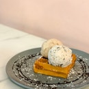 Classic Waffles with Hazelnut Rocher and Cookies & Cream Ice-Cream