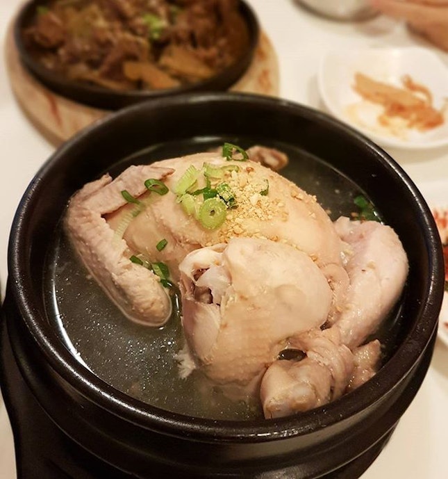 {Samgyetang}

Enjoyed this Ginseng chicken soup because you can really taste the ginseng and it's not salty at all!