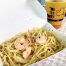 Prawn Aglio Set [$5, at 50% off for NUS Students and Staff]