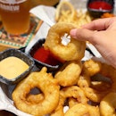 Basket of Beer Battered Red Onion Rings [$9]