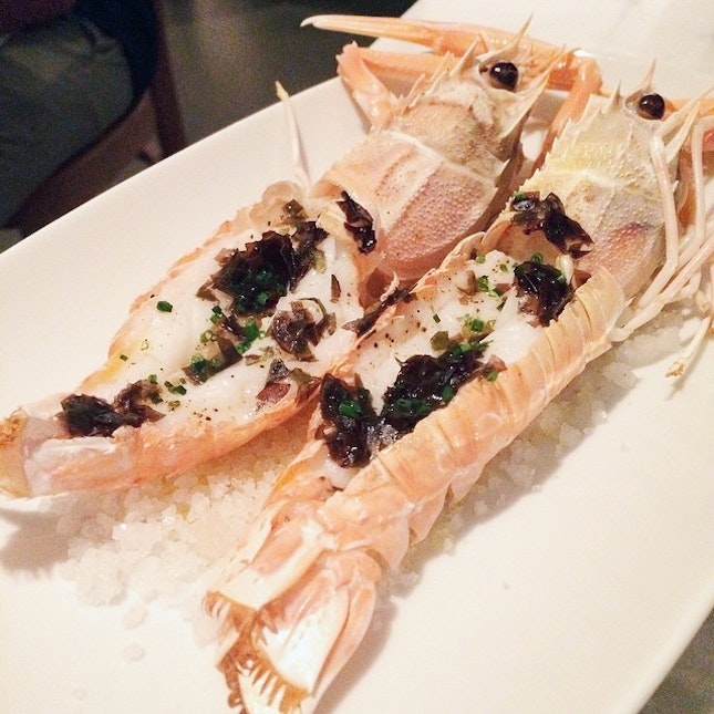 Roasted Wild-caught Australian Langostine with Seaweed Butter ($21).