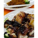 Mouth-watering, flavourful Black Gold Char Siew from "no name" roast meat stall at Wang Fa Coffeeshop.
