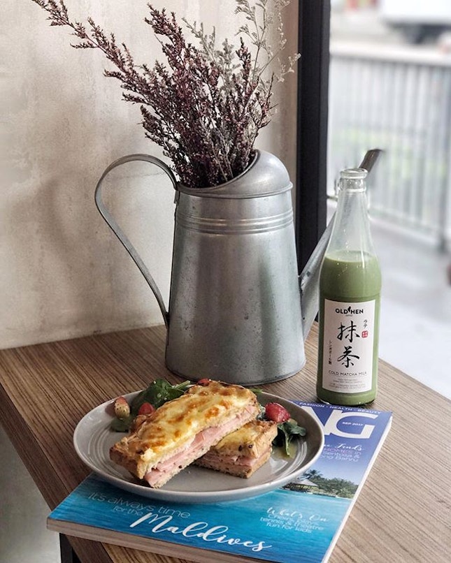 Cold Matcha Milk —$7
To go with Croque Monsieur ($9) which comes with a hint of light truffle oil within.