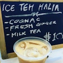 Ice Teh Halia - cognac, fresh ginger, milk tea - $10.00.