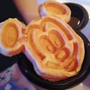 Bought Mickey waffles to munch on while we wait for the fireworks!