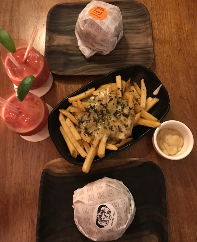 burgers, truffle fries & cocktails