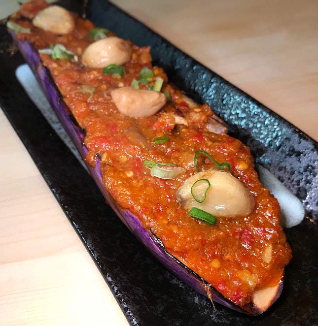 Grilled Eggplant With Housemade Chilli Sauce ($5 nett)