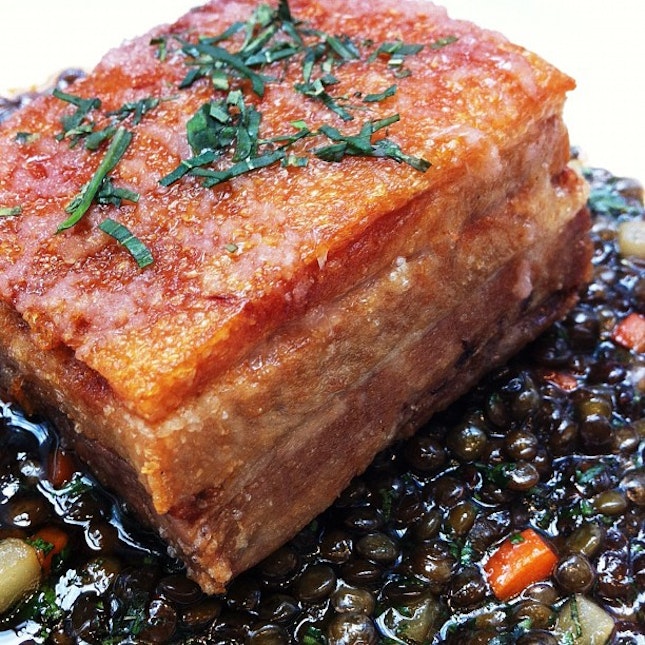 You are such a gorgeous hunk! Berkshire pork belly with lentils & tarragon vinaigrette FTW