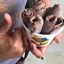 Chocolate + Kinder Bueno Ice-cream Rolls