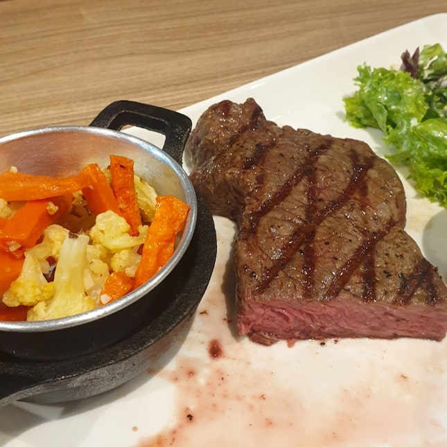 Striploin Steak with Buttered Vegetables ($17)