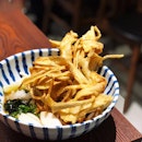 Gobo Ten (Burdock Tempura Udon) comes in soup or dry version and for the dry you can choose hot or cold udon.