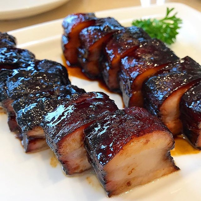 BBQ Pork Belly roasted with Honey Sauce.