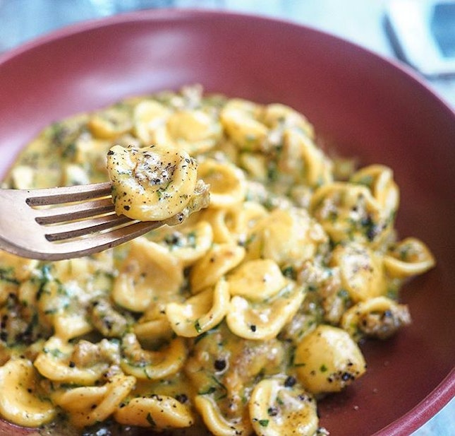 My favourite dish of all we tried that day was this orecchiette with saffron & sausage.