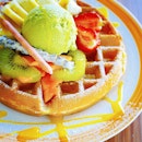 Waffle with Fruits & Match Ice cream.