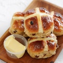 Tea time snack of sourdough hot cross buns from Firebake today in celebrate of Easter Sunday.