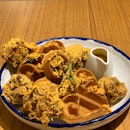Salted Egg Chicken Waffle