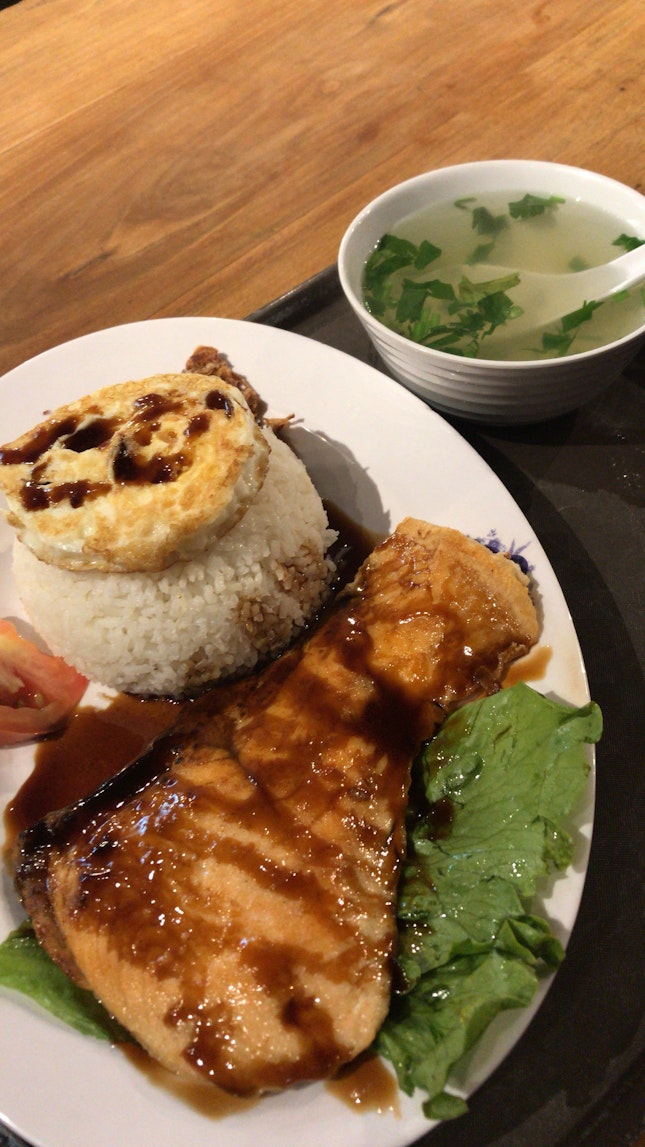 Salmon Set With Miso Soup