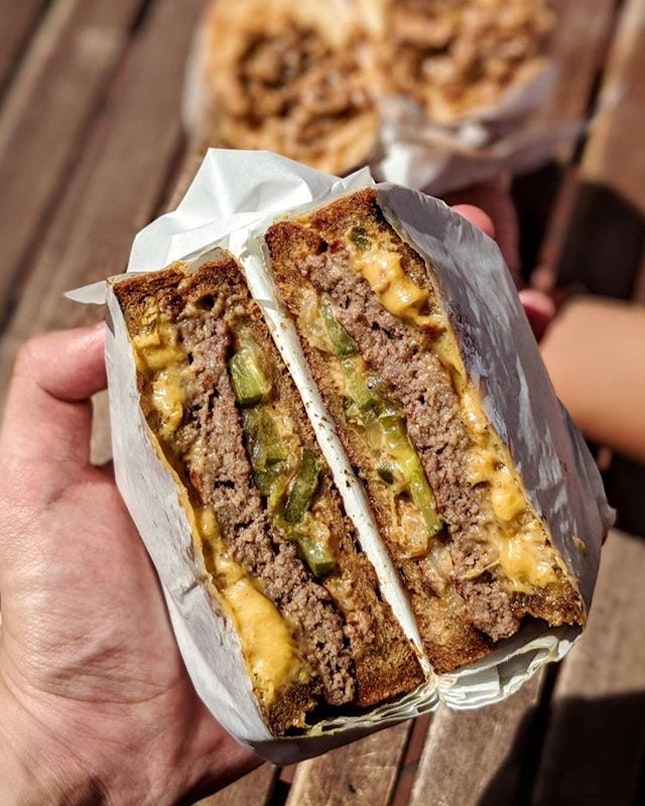 [Telok Ayer] Their Patty Melt ($17) burger-sandwich hybrid is a better burger than most burger places.