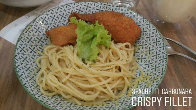 Spaghetti Carbonara Crispy Fillet