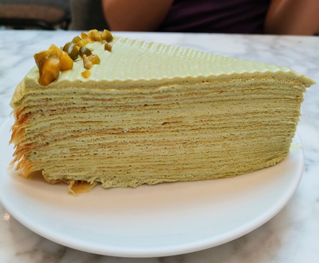 Pistachio Mille Crepe Cake