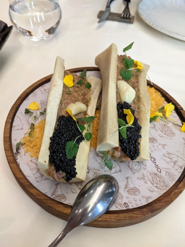 Hand Cut Beef Steak Tartare With Caviar And Grilled Bone Marrow ($29)
