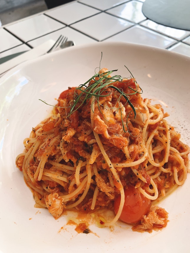 Spicy Crabmeat Spaghetti 