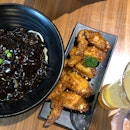 Soy & garlic chicken wings, Jajangmyeon