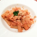 Rigatoni with Shrimp-Red Bell Pepper Sauce