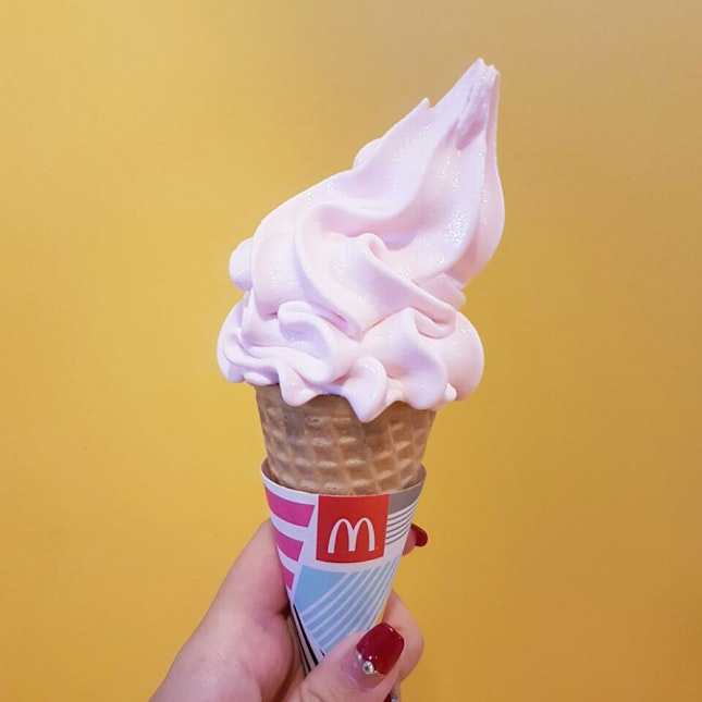 Waffle Cone with Lychee Soft Serve