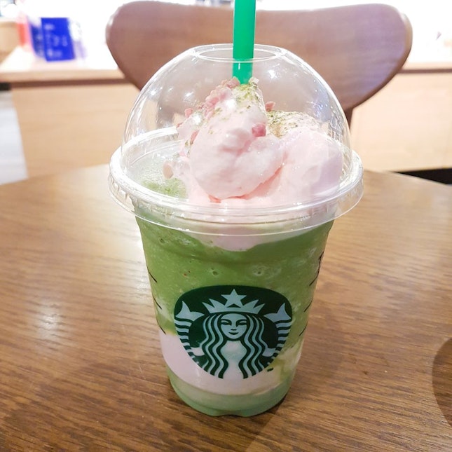 Green Tea Strawberry Blossom Frappuccino